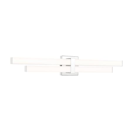 Z-Lite Zane Vanity, 2-Light, 32 In.W x 2.5 In.L x 5 In.H, Chrome /Frosted 1008-32W-CH-LED